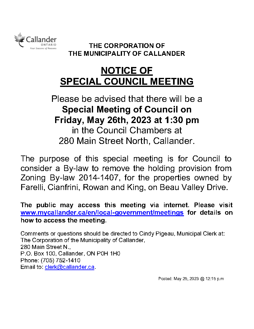 Notice of Special Meeting